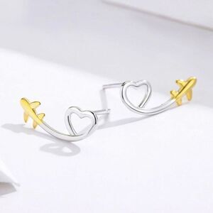 Fly to Love 925 Sterling Silver (white gold plated) Earrings